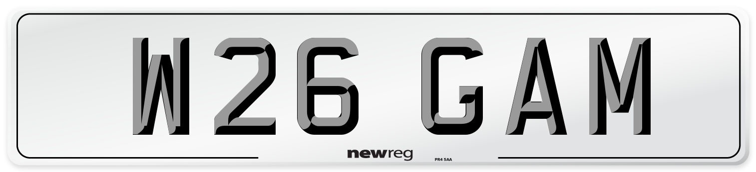 W26 GAM Number Plate from New Reg
